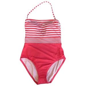So cute!!   Tommy Bahama Women’s Sz 4 One-Piece Swimsuit Pink Stripe Halter NWOT